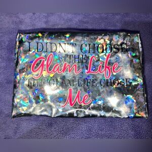Holographic “Glam Life” makeup bag